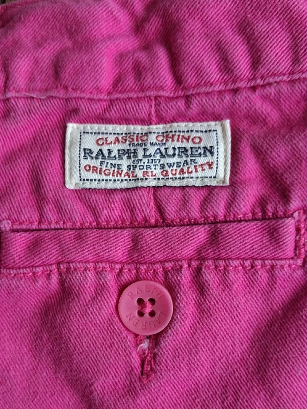 Ralph Lauren Bright Pink Cotton Shorts with Green Embroidery 3t